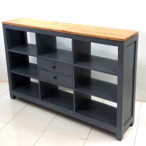 Mahogany Low Bookcase 2 Drawers (AJ10)