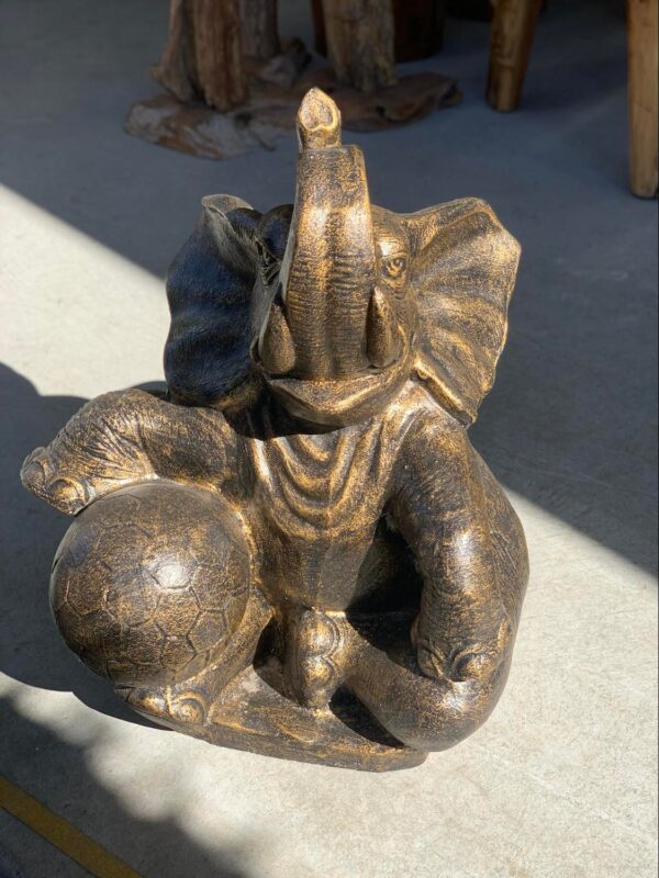 Statue Elephant Holding Ball - Image 2