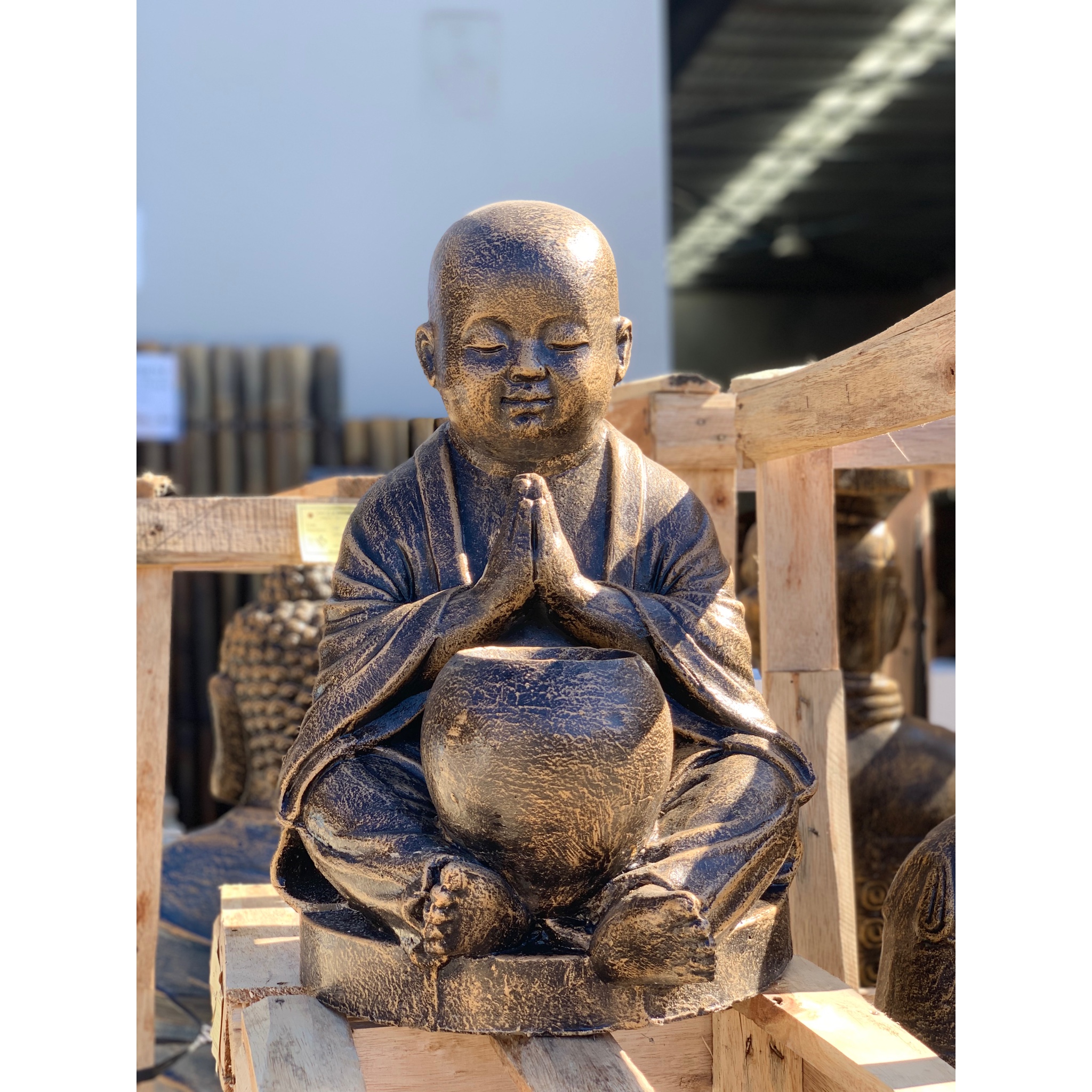 Sitting Shaolin Statue w/ Bowl (SMPC)