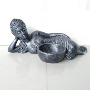 Statue Balinese Lady Sleeping w/ Bowl (SLBG)