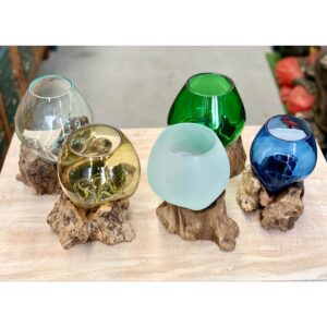 Glass on Wood (diameter 10-20cm)