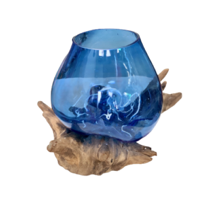 Blue Glass on Wood 30-35cm