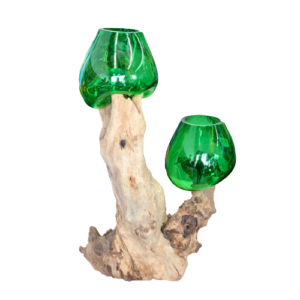 Double Green Glass on Wood 45-50cm high