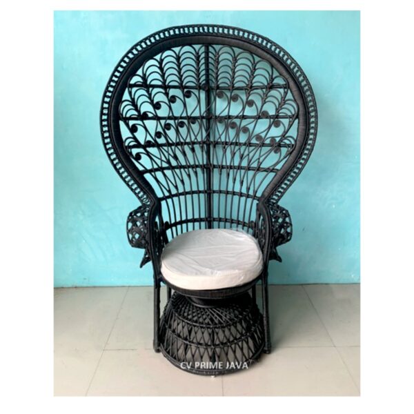 Peacock Chair Painted Black/White (HR04) - Image 2