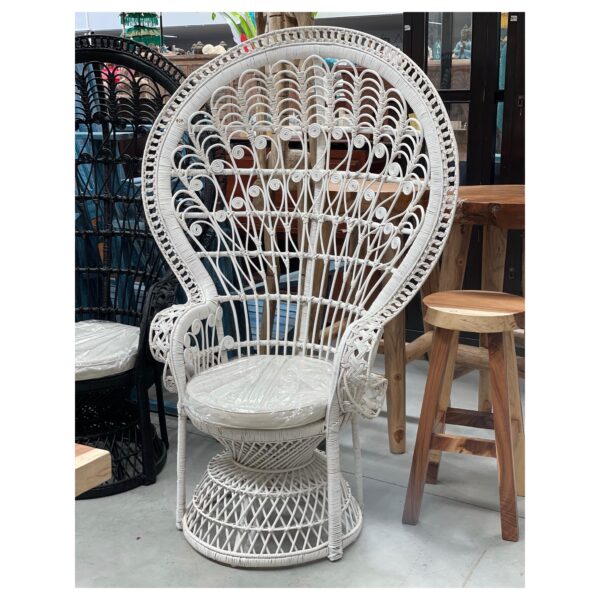 Peacock Chair Painted Black/White (HR04)