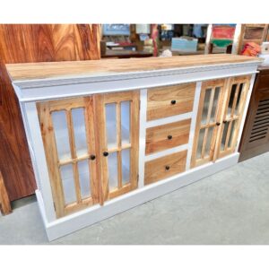 White Glass Cabinet 180cm